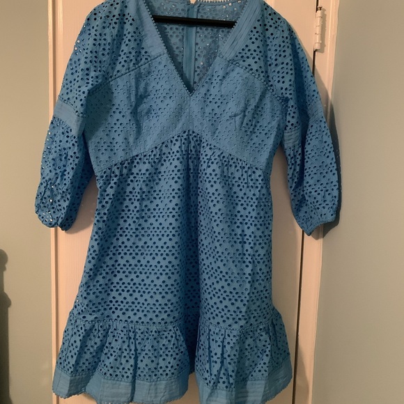 Lilly Pulitzer Lucinda Dress Zanzibar Blue Tideline Eyelet Dress - Picture 5 of 5
